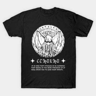 Cthulhu Tablet Illustration v2 (white print) T-Shirt